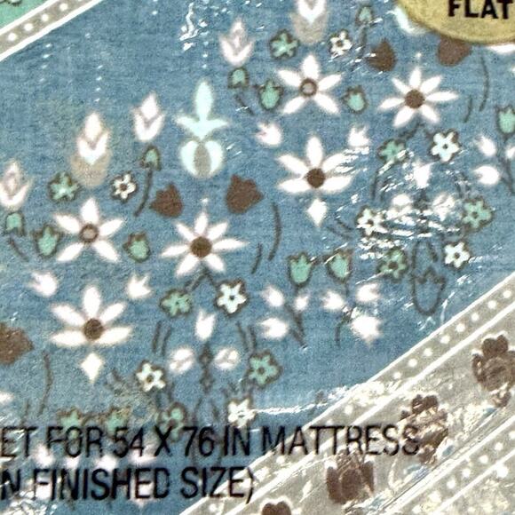 70s Cannon Monticello 'Katrina' FULL FLAT Sized Top Sheet Chevron Floral RARE! - Picture 4 of 10